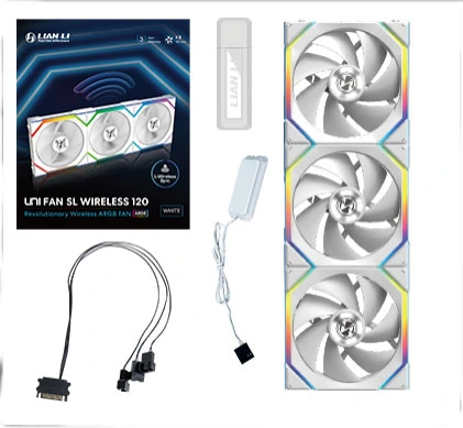 Lian Li UNI Fan SL Wireless ARGB 120mm White Cabinet Fan, Triple Pack
